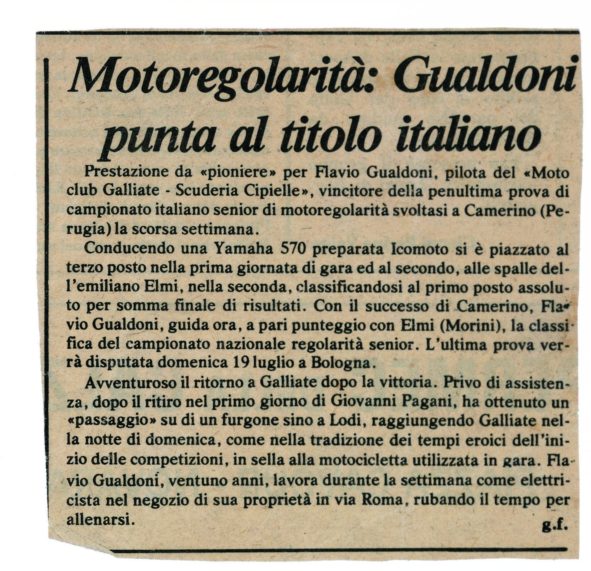 Articolo motoregolarità
