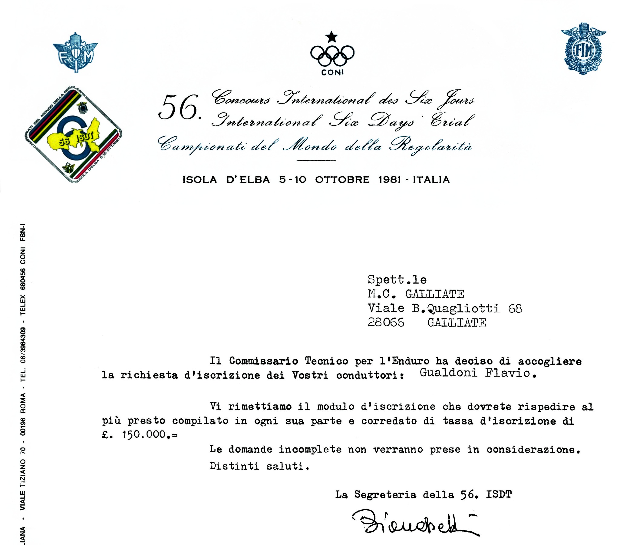 Documento concorso internazionale Six Days Trial